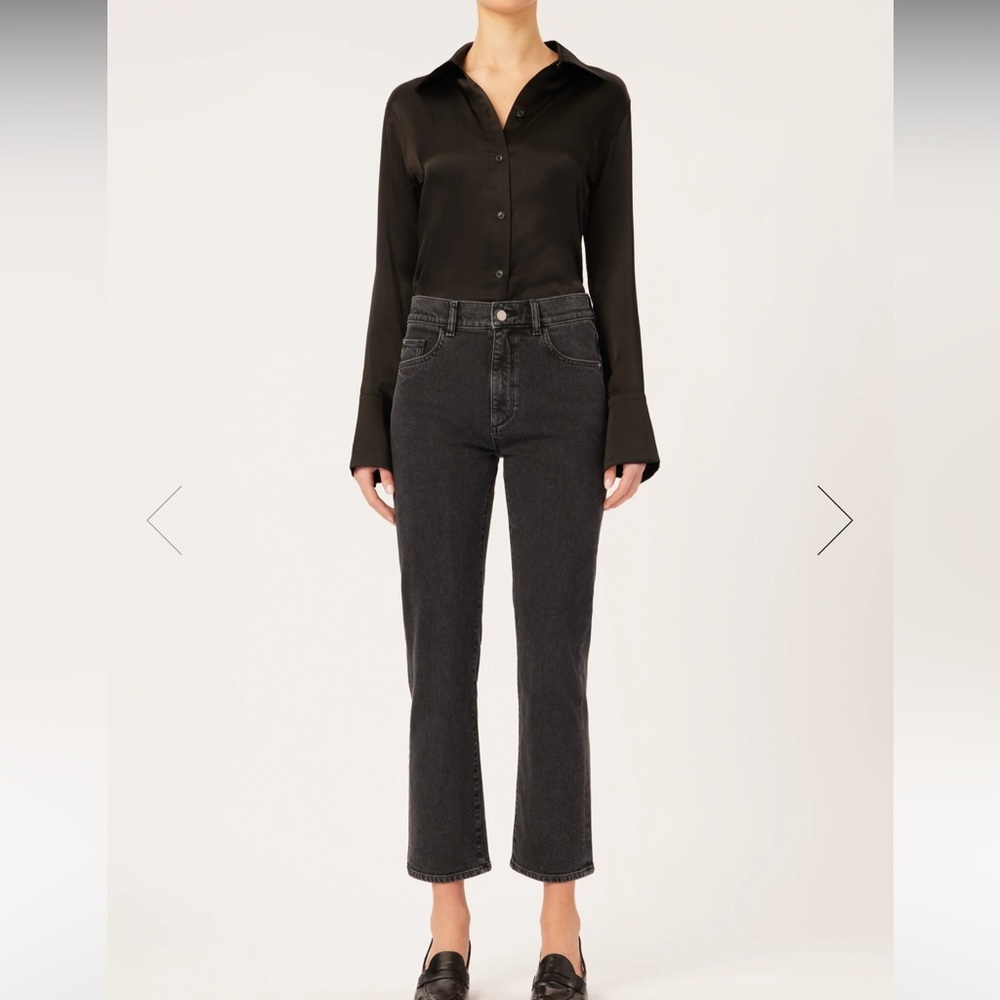 DL1961 Washed Black Cropped Straight Jeans